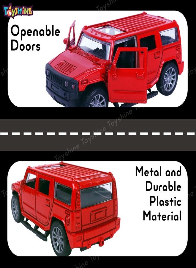 Toyshine 1:32 Scale Die Cast Racing H2 Model Vehicle Toy Car with Pull Back Function Along with Opening Door Feature for Kids Boy Girl 3+, Red - Image 4